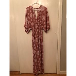 Pink and White Bohemian Maxi Dress